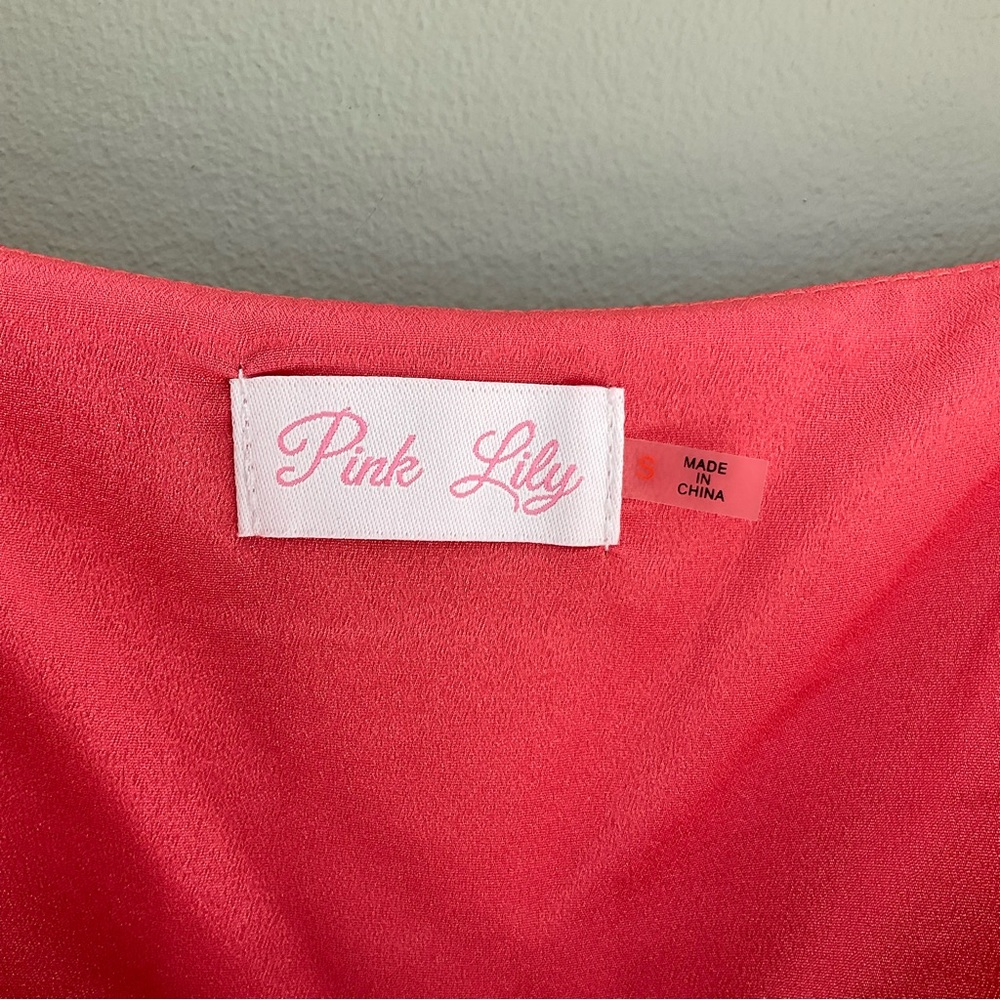 Pink Lily, coral ruffled croptop, EUC - Picture 4 of 5